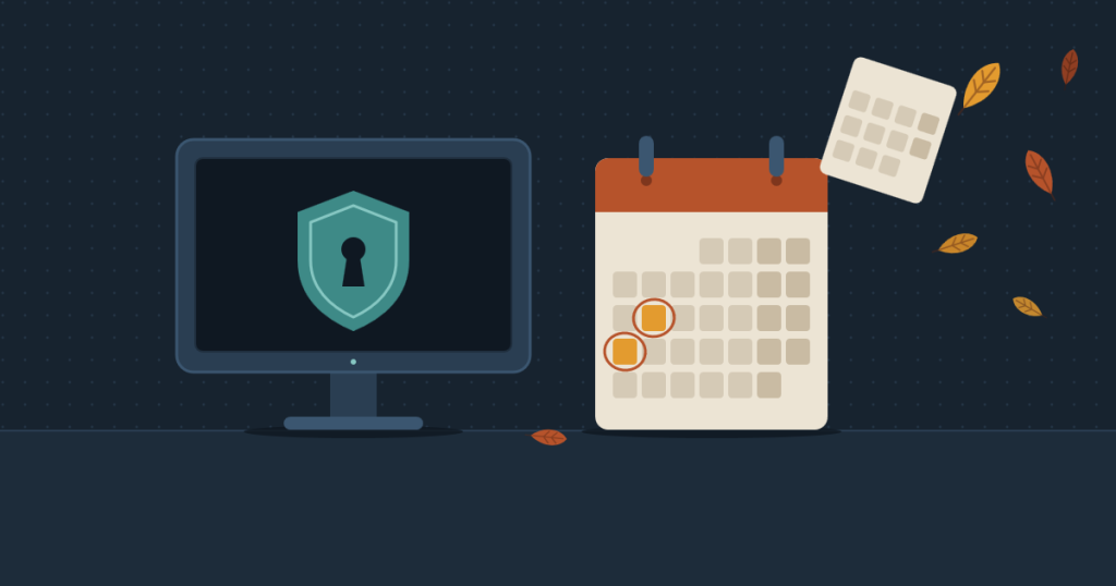 Windows 10 ESU und Secure Boot: Monitor mit Schutzschild und Oktober-Kalender
